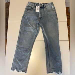 Showpo Zelrio High Waisted Recycled Cotton Cropped Denim Jeans Size US 6